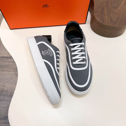 HM Men's Get Sneaker Grey Cowhide Canvas 723509