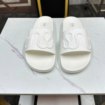 GG Men's Snake Embossed Slide White Rubber 540111