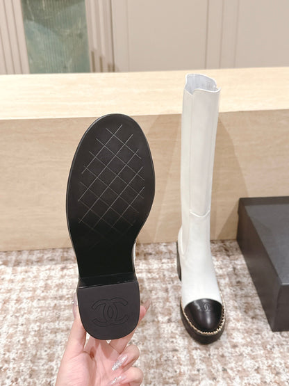 CC 25SS High Boot White Black Calfskin 431721