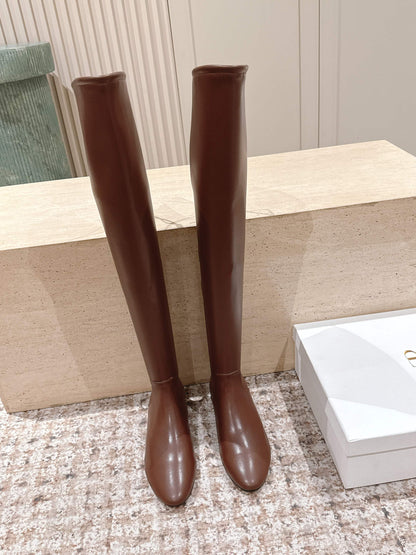 The Row 2025 Over-the-knee Boot Brown Elastic PU Sheepskin 556128
