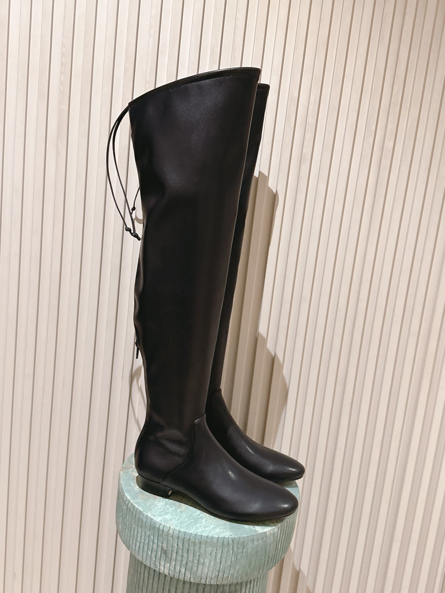 The Row 2025 Over-the-knee Boot Black Elastic PU Sheepskin 556129