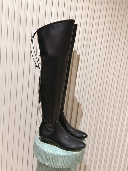 The Row 2025 Over-the-knee Boot Black Elastic PU Sheepskin 556129