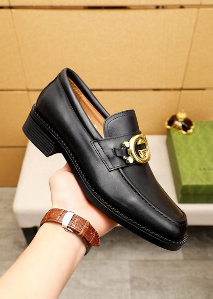 GG Men's Loafer Black GG Gold Cowhide 736977