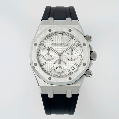 Audemars Piguet Royal Oak Chronograph 41mm Steel Case White Dial Rubber Strap