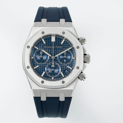 Audemars Piguet Royal Oak Chronograph 41mm Steel Case Blue Dial Rubber Strap