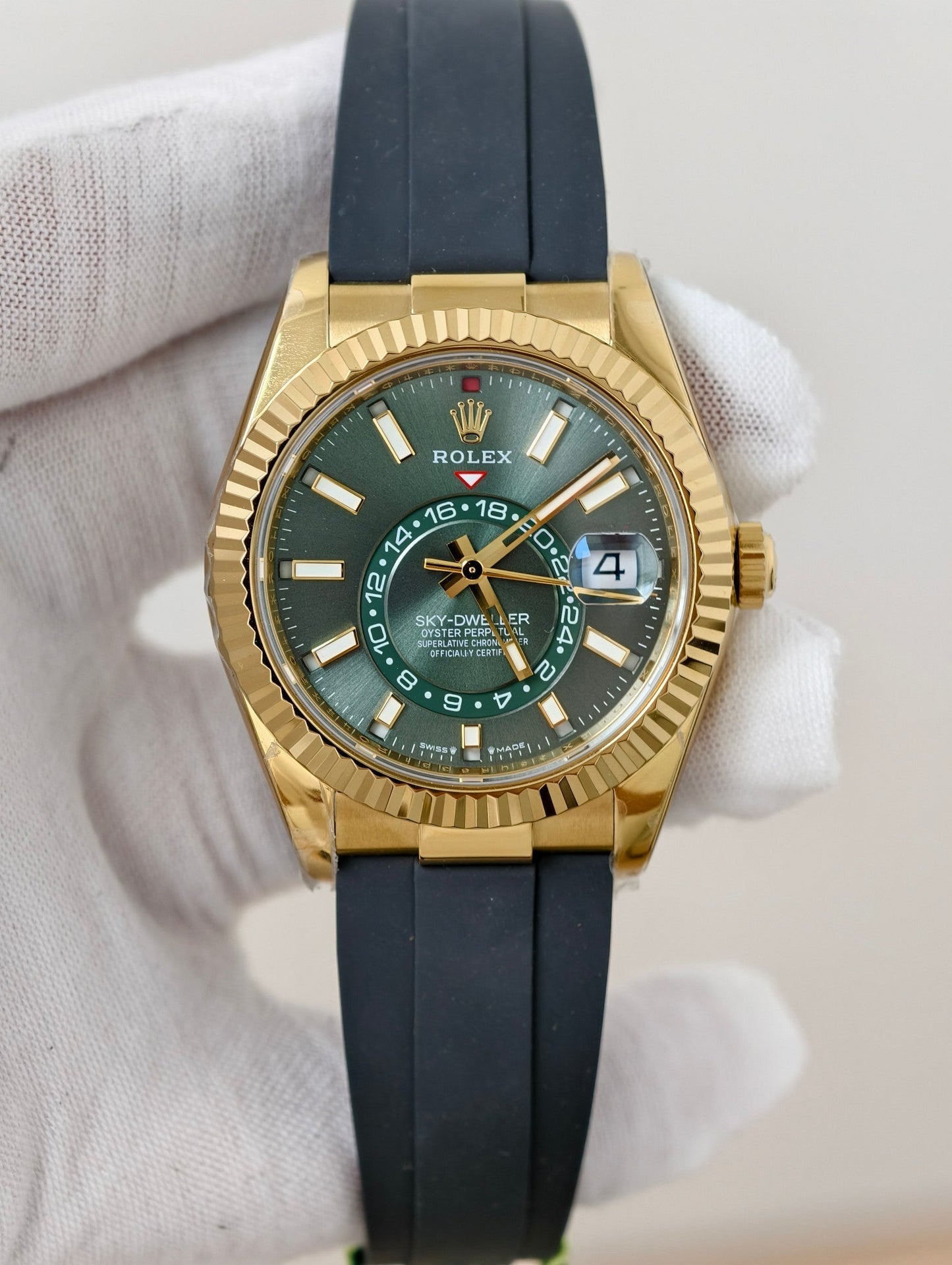 Rolex Sky-Dweller 42mm Gold Case Green Dial