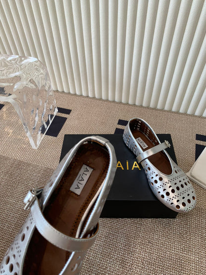 ballet flat in vienne silver metalic lambskin