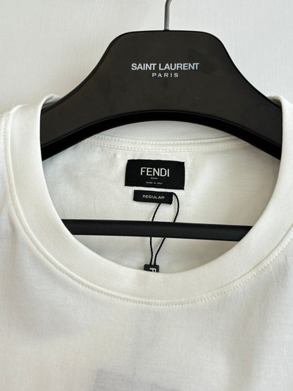 Fendi 2026 Fun Ice Cream Embroidered T-Shirt White Cotton 830011