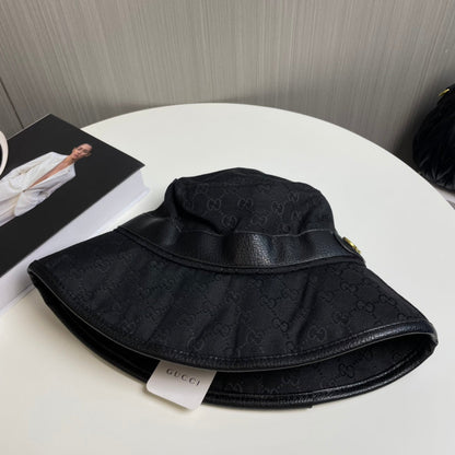 GG Bucket Hat Black Monogram 413184