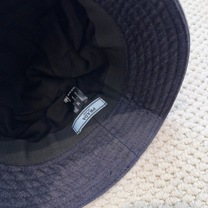 Prada Denim Triangle Bucket Hat 299816