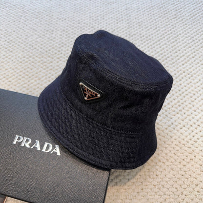 Prada Denim Triangle Bucket Hat 299816