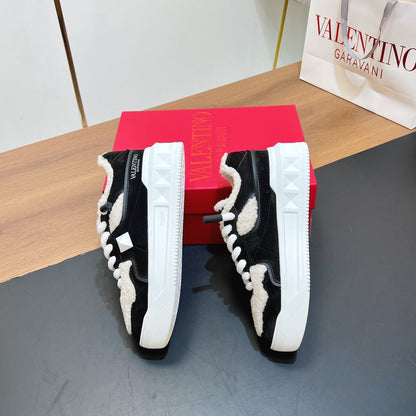 VT 2025 Garavani Sneakers Black Suede Wool Leather 546984