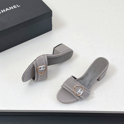 CC Mule Sandals In Grey Canvas Fabric 149438