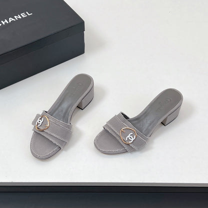 CC Mule Sandals In Grey Canvas Fabric 149438