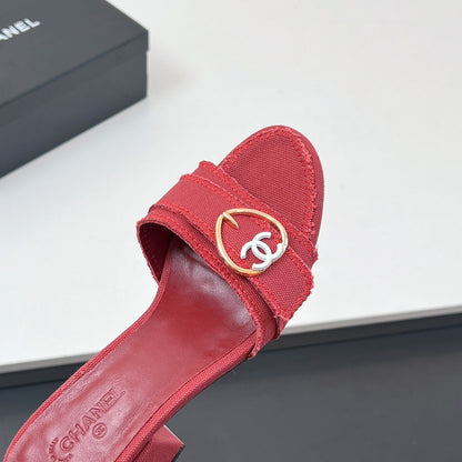 CC Mule Sandals In Red Canvas Fabric 149440