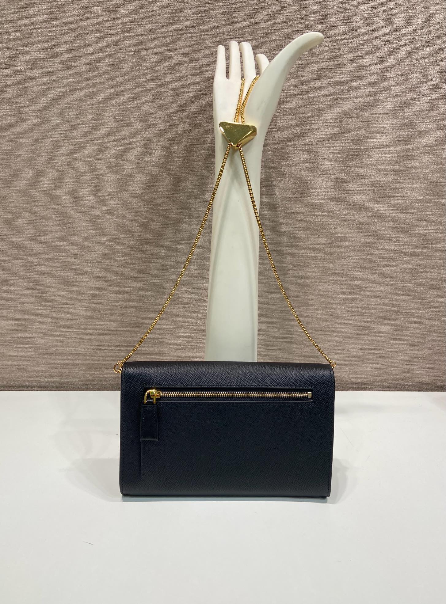 PRA Cross pattern envelope bag black leather 341148