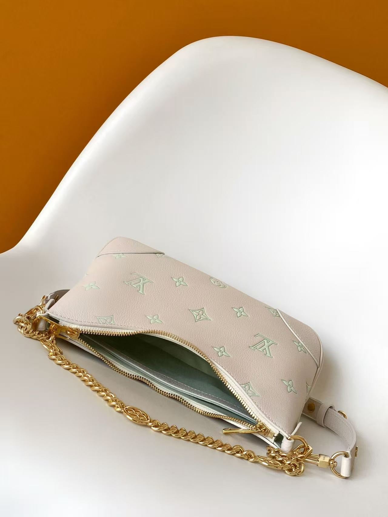 LV 2026 Boulogne PM Bag 29cm Cream Green Monogram Empreinte Leather 281403
