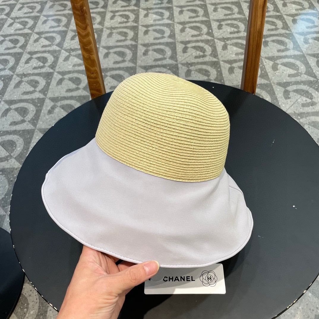 BOW BUCKET HAT IN PALE PURPLE MIX BEIGE RAFFIA 426169