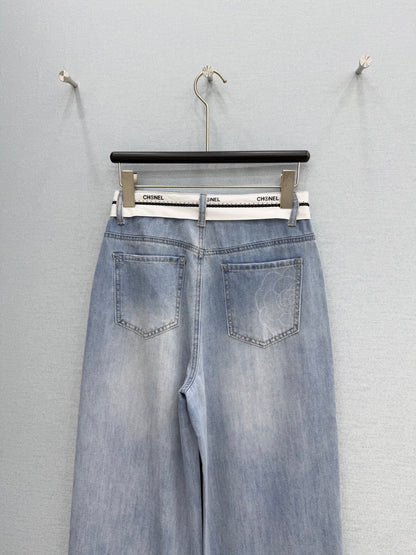 Chanel 2026 High-waist With Patterned Belt Jeans Blue Cotton 271519