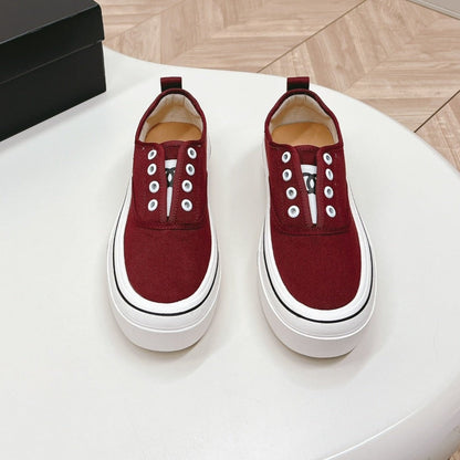 Double C Platform Biscuit Shoes Fabric Cherry Red