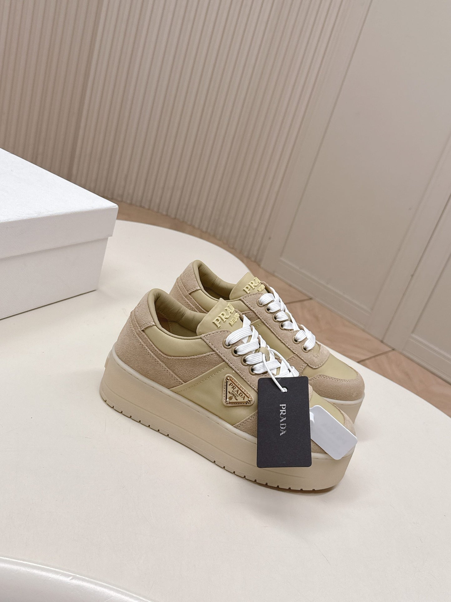 PRA 2026S Platform Sneakers 50 Beige Suede Cowhide 663493