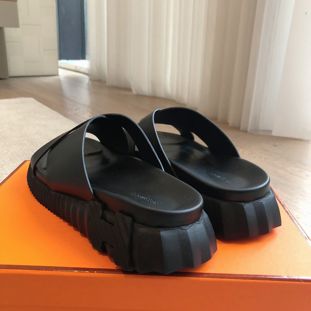 HM INFRA SANDAL BLACK CALFSKIN