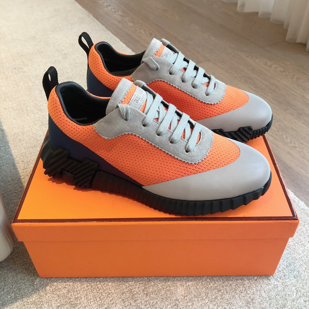 HM Men's 25 Bouncing Sneaker Orange Mesh Cowhide 639251