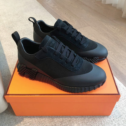 HM Men's 25 Bouncing Sneaker Black Mesh Cowhide 639250