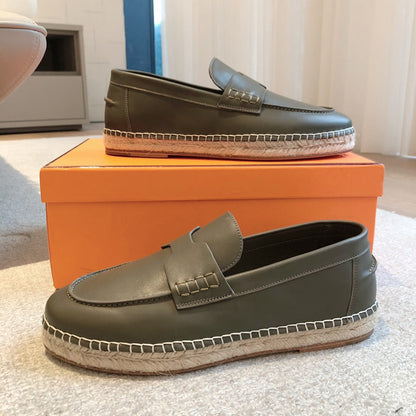 HM Trip Espadrille Olive Calfskin