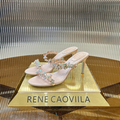 RC 25 Butterfly Flower Thick Heel Sandals Pink Sheepskin 242921
