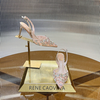 RC 25 Butterfly Flower Thick Heel Pink Sheepskin 242923