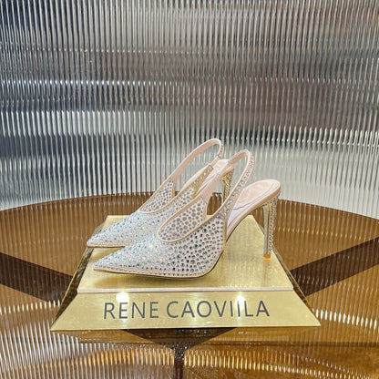 RC Slingback Shoes Pink Rhinestone Sheepskin 281982