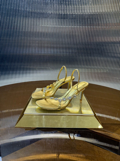 RC 25C Diamond Sandals Gold Sheepskin Rhinestones 314824