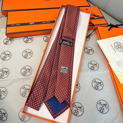 HM men red silk tie 574487