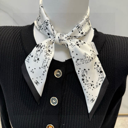 CC  Twilly Mini Star Scarf 120cm White Mulberry Silk 945723