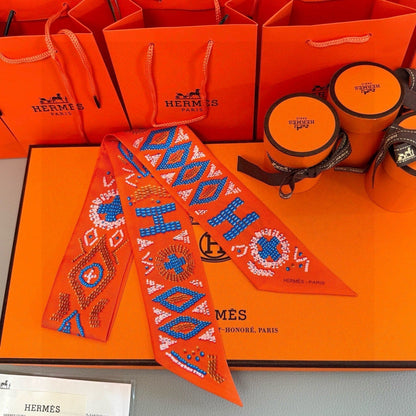 HM Twilly Mini Scarf 86CM Orange Mulberry Silk 969055