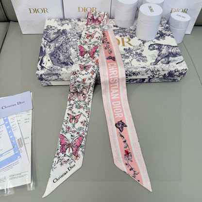 CD Twilly Mini Scarf 105cm Light Pink Colorful Mulberry Silk 969062