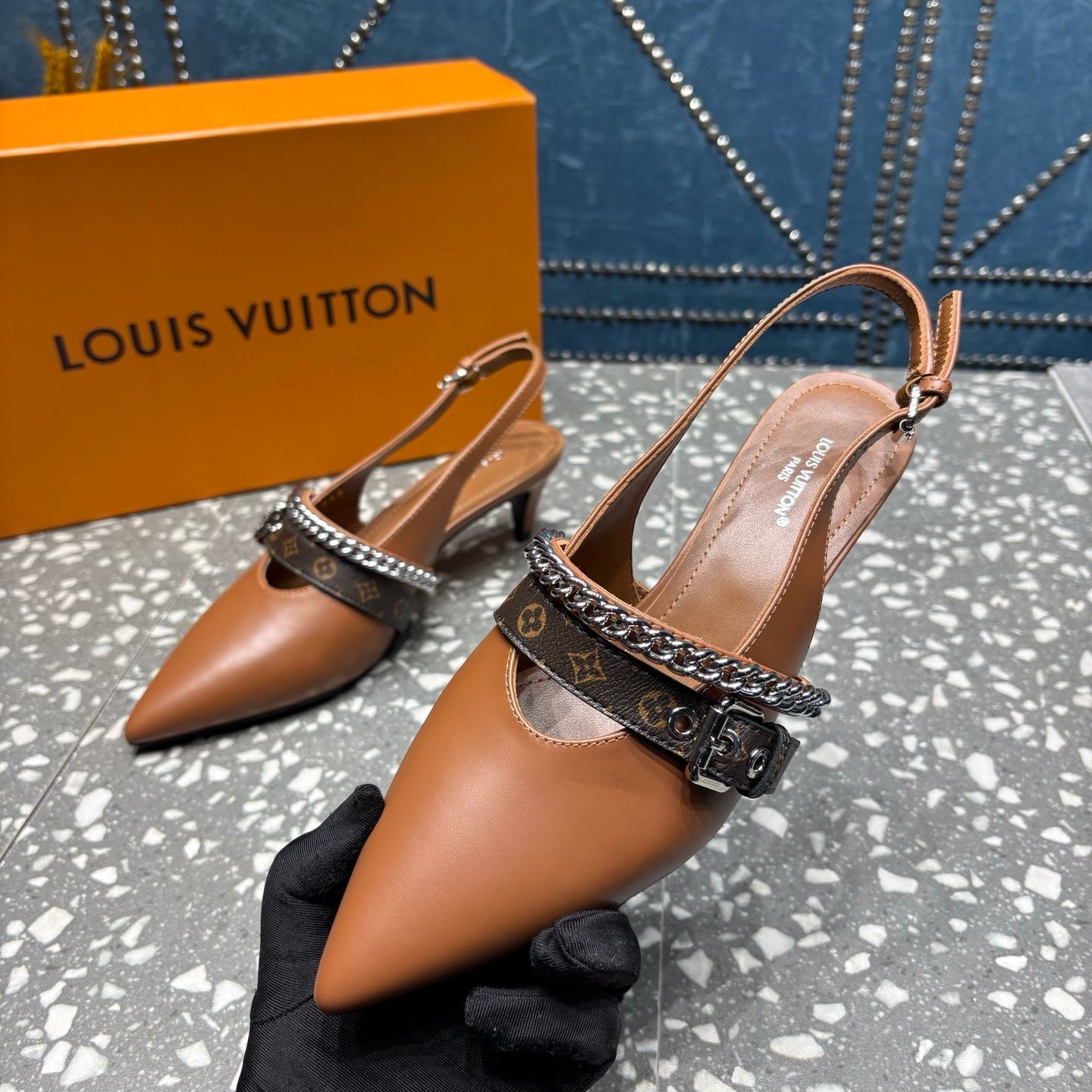 LV 26ss Slingback 45 Brown Cowhide 628431