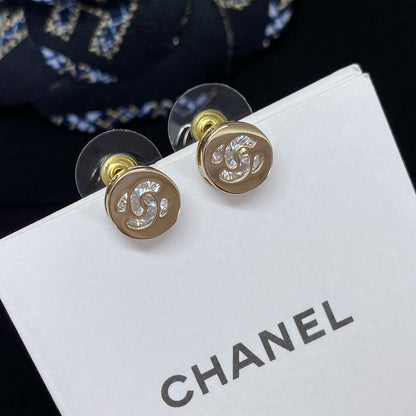 CC Little Gold Diamond Rhinestone Earrings