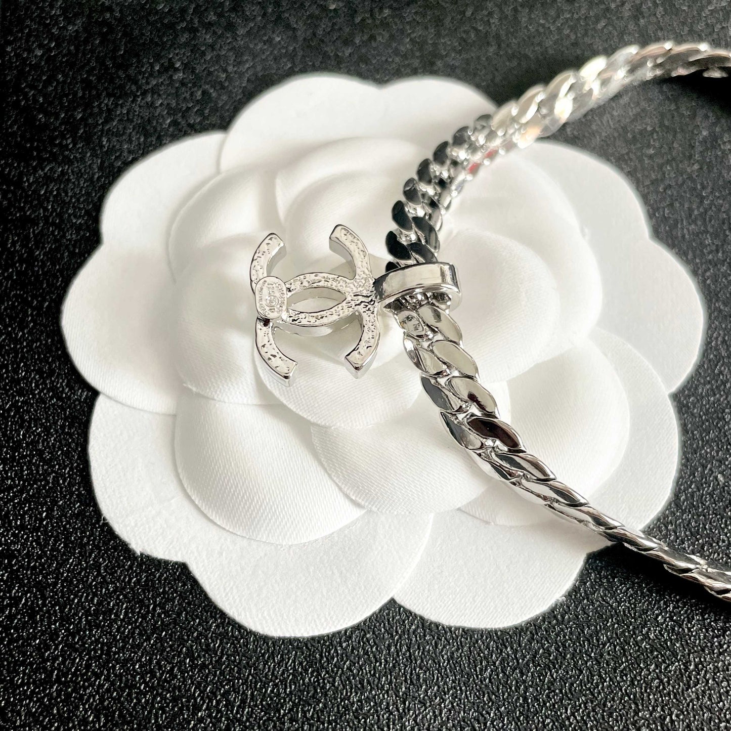CC Plated Curb Chain Sliver Diamond Necklace