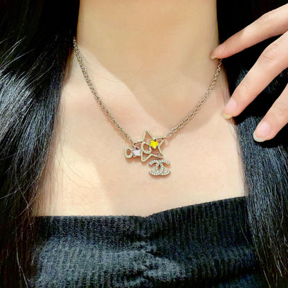 CC Vintage  Double C Star Gold Diamond Necklaces