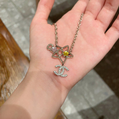 CC Vintage  Double C Star Gold Diamond Necklaces