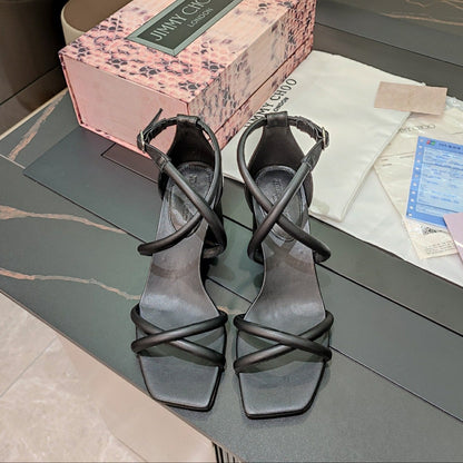 Jimmy 25 Sandal Heels Black Cowhide 240086