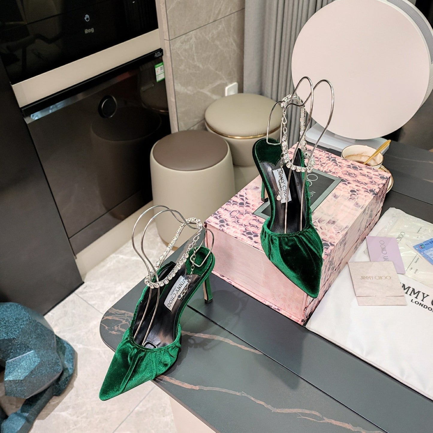 Jimmy 25 Slingback Pump Green Velvet 240090