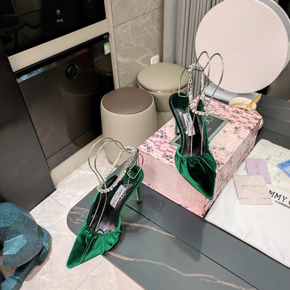 Jimmy 25 Slingback Pump Green Velvet 240090