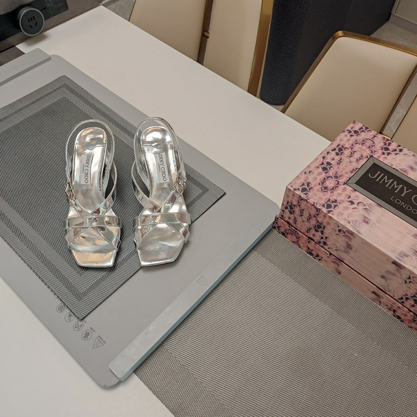 Jimmy 25 Jess Sandals Silver Patent Leather 240100