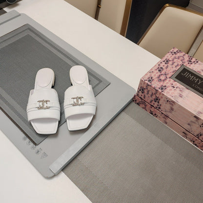Jimmy 25 Slippers White Nappa Leather 240102