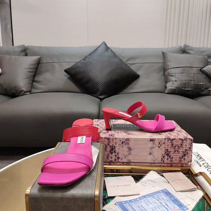 Jimmy 25 Kyda Nappa Sandals 55MM Fuchsia and Pink Leather 240108