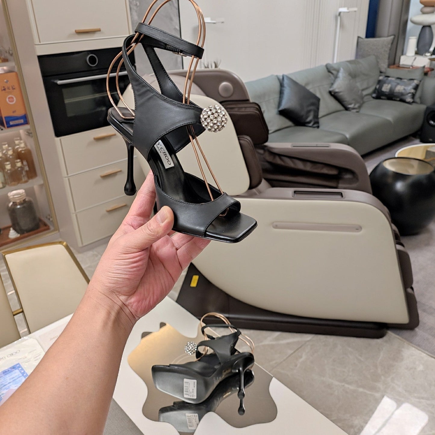 Jimmy 25 Orb 100 Sandal Black Nappa Leather 240017