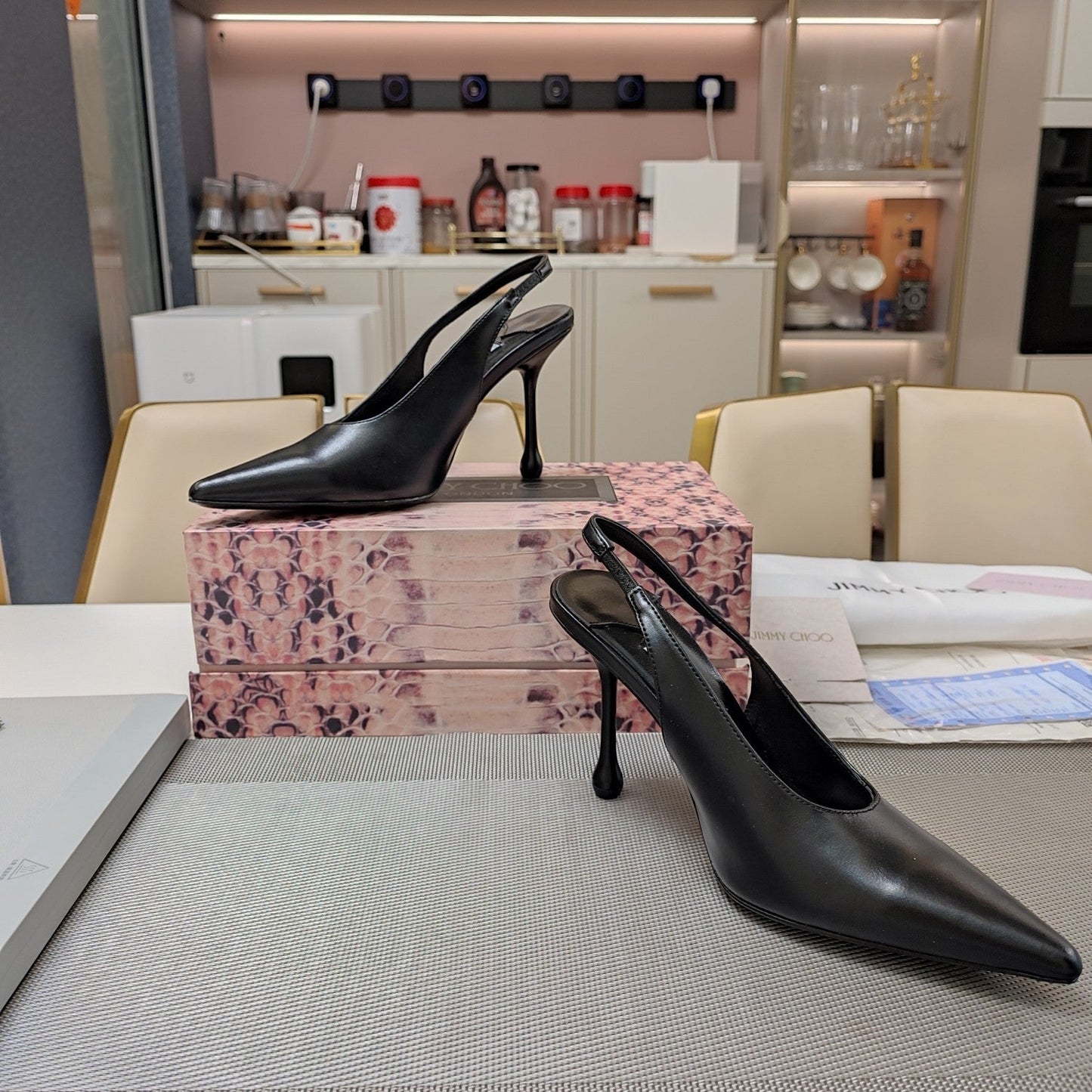 Jimmy 25 Slingback Pump Heels Black Nappa Leather 240025